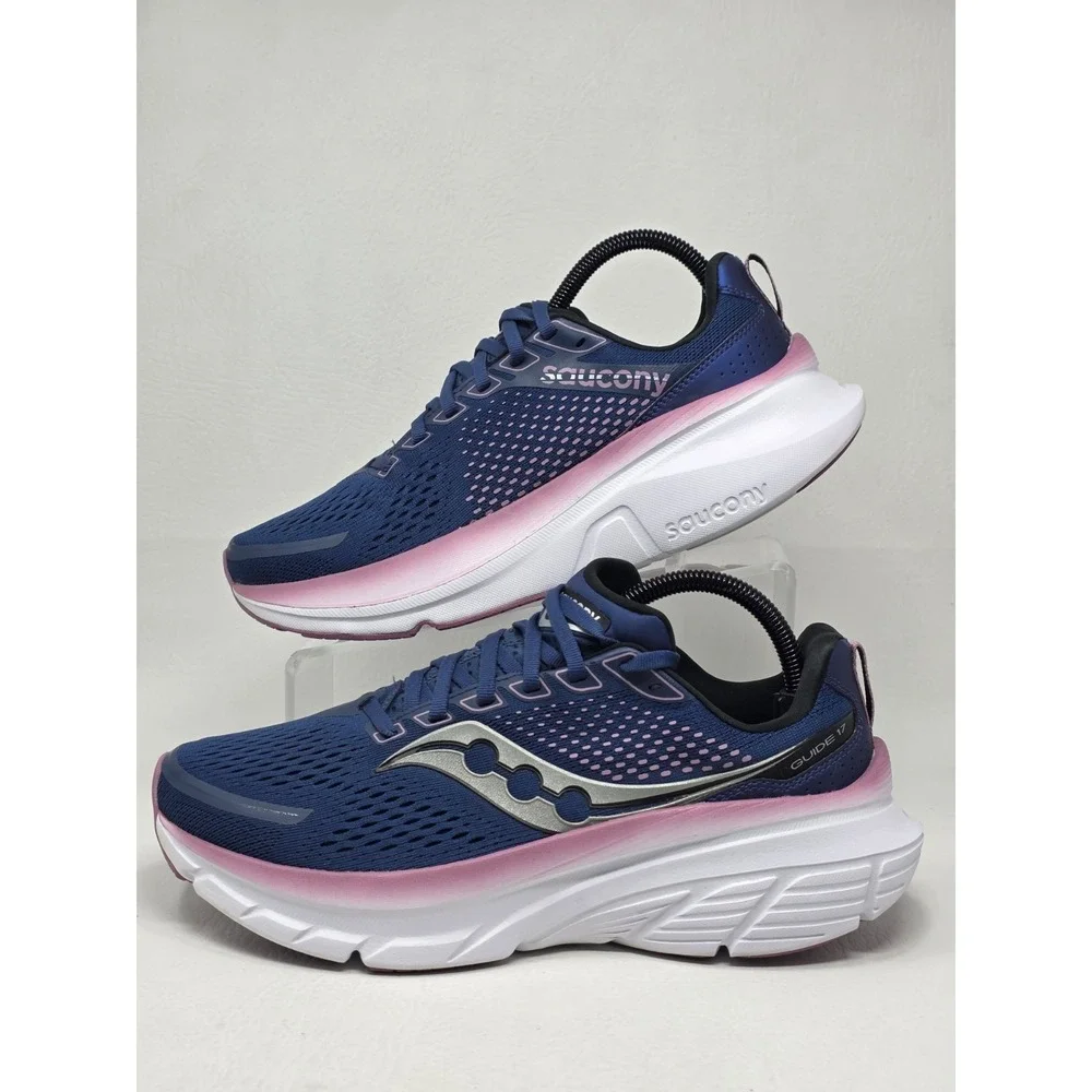 Saucony Womens Size 9.5 Guide 17 Stability Running Shoes Navy/Orchid Pre-owned